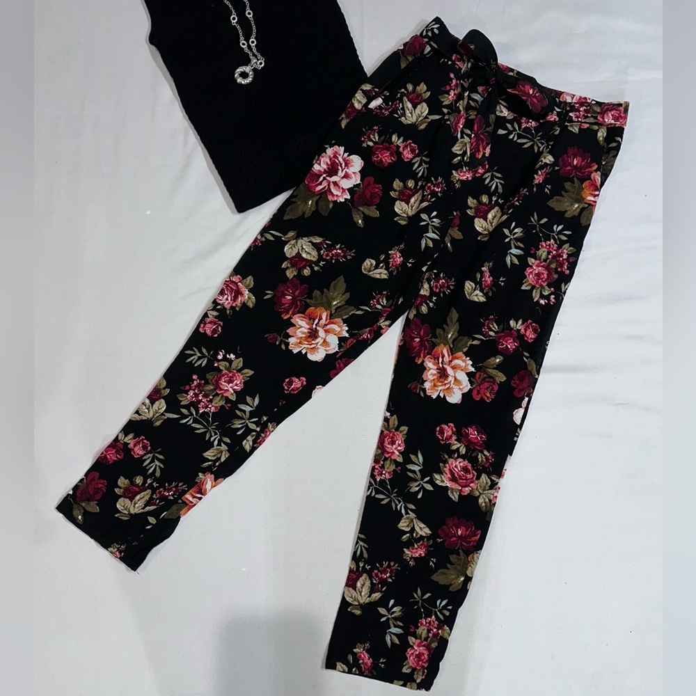 Ambiance Black Floral Pants
